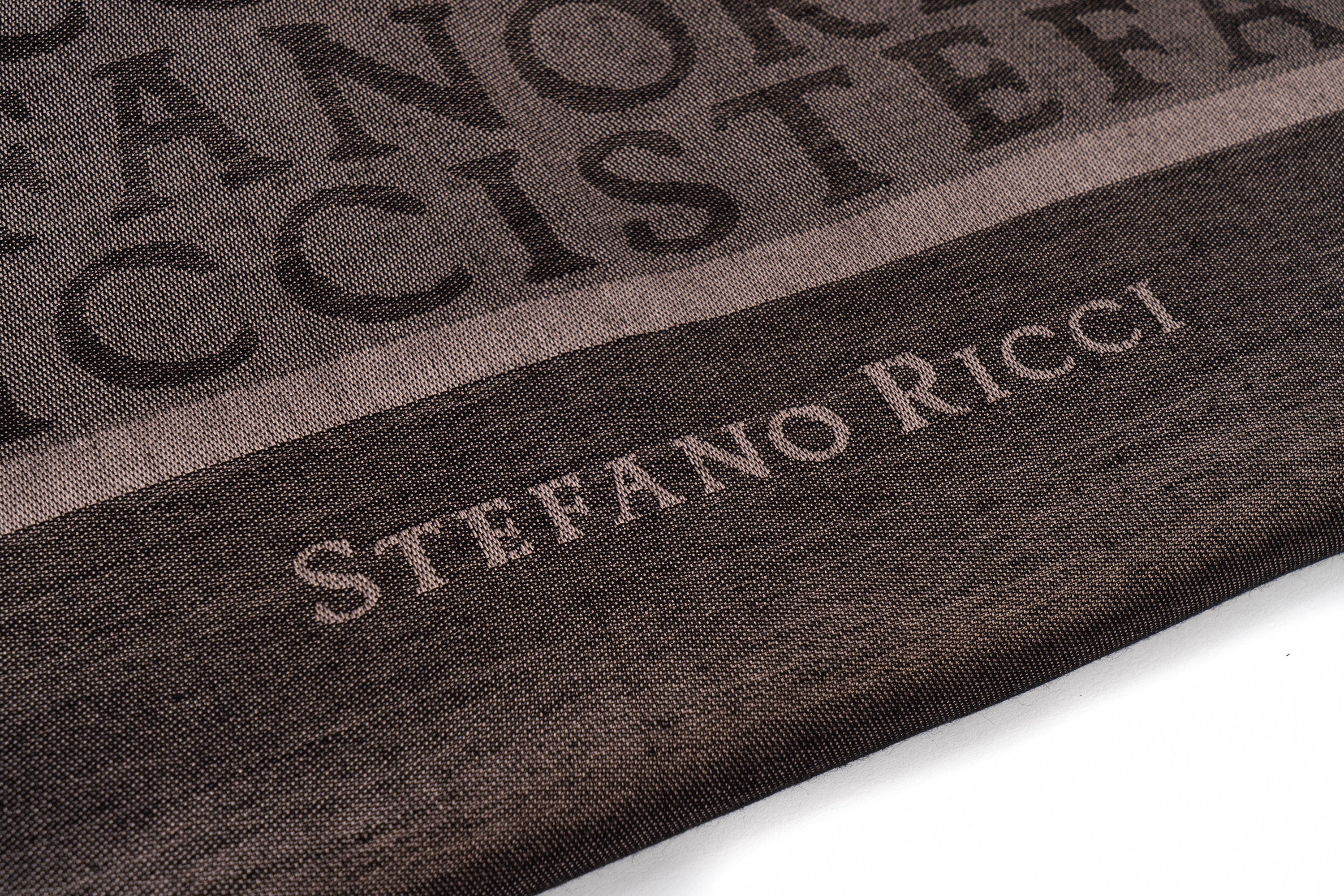 STEFANO RICCI SILK AND CASHMERE SCARF IN DARK GREY