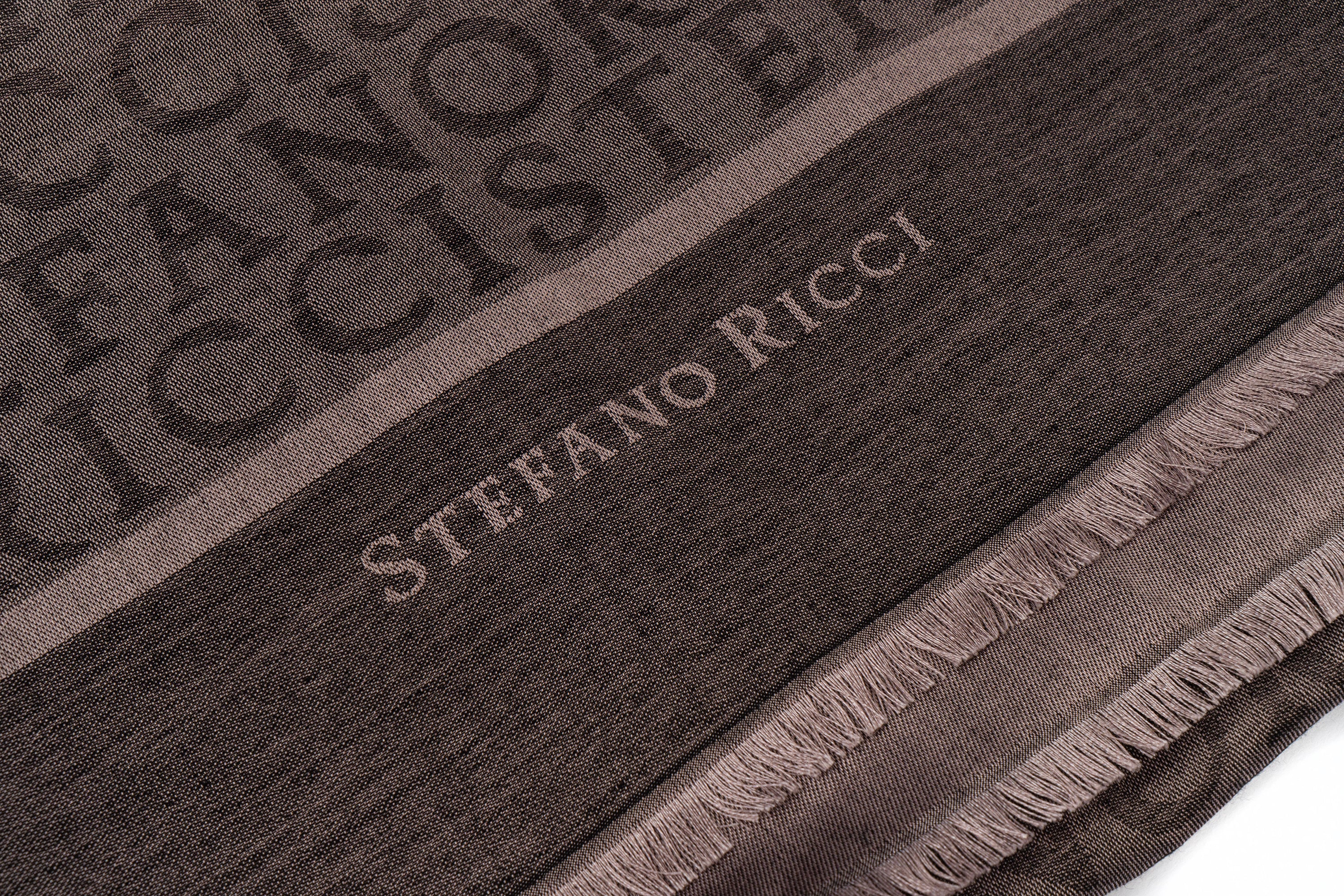 STEFANO RICCI SILK AND CASHMERE SCARF IN DARK GREY