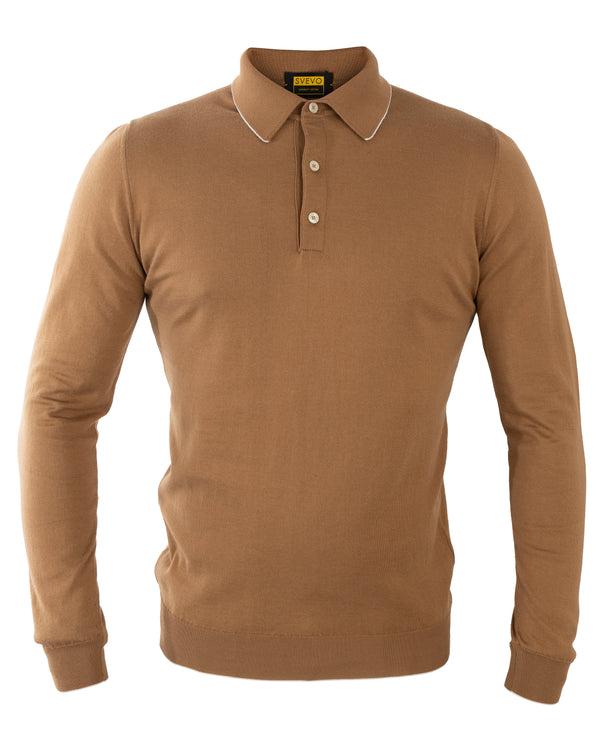 SVEVO KNITWEAR POLO CAMEL COLOUR