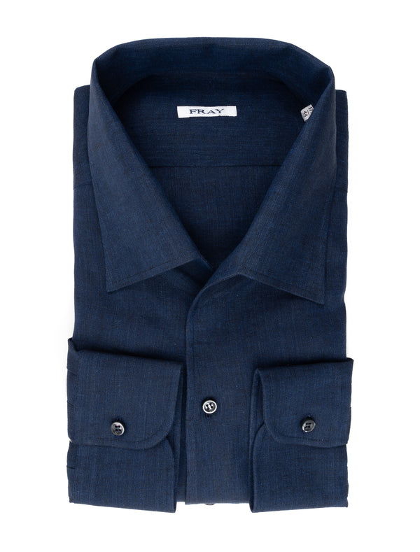 FRAY LINEN SHIRT NAVY COLOUR