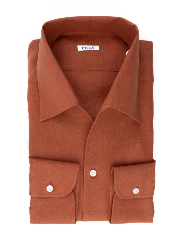 FRAY LINEN SHIRT TERRACOTTA COLOUR
