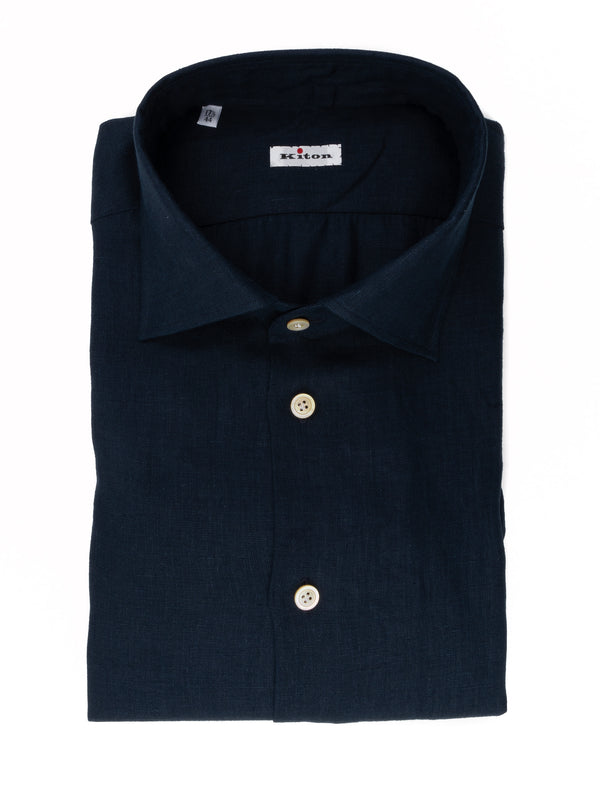 KITON LINEN SHIRT NAVY COLOUR