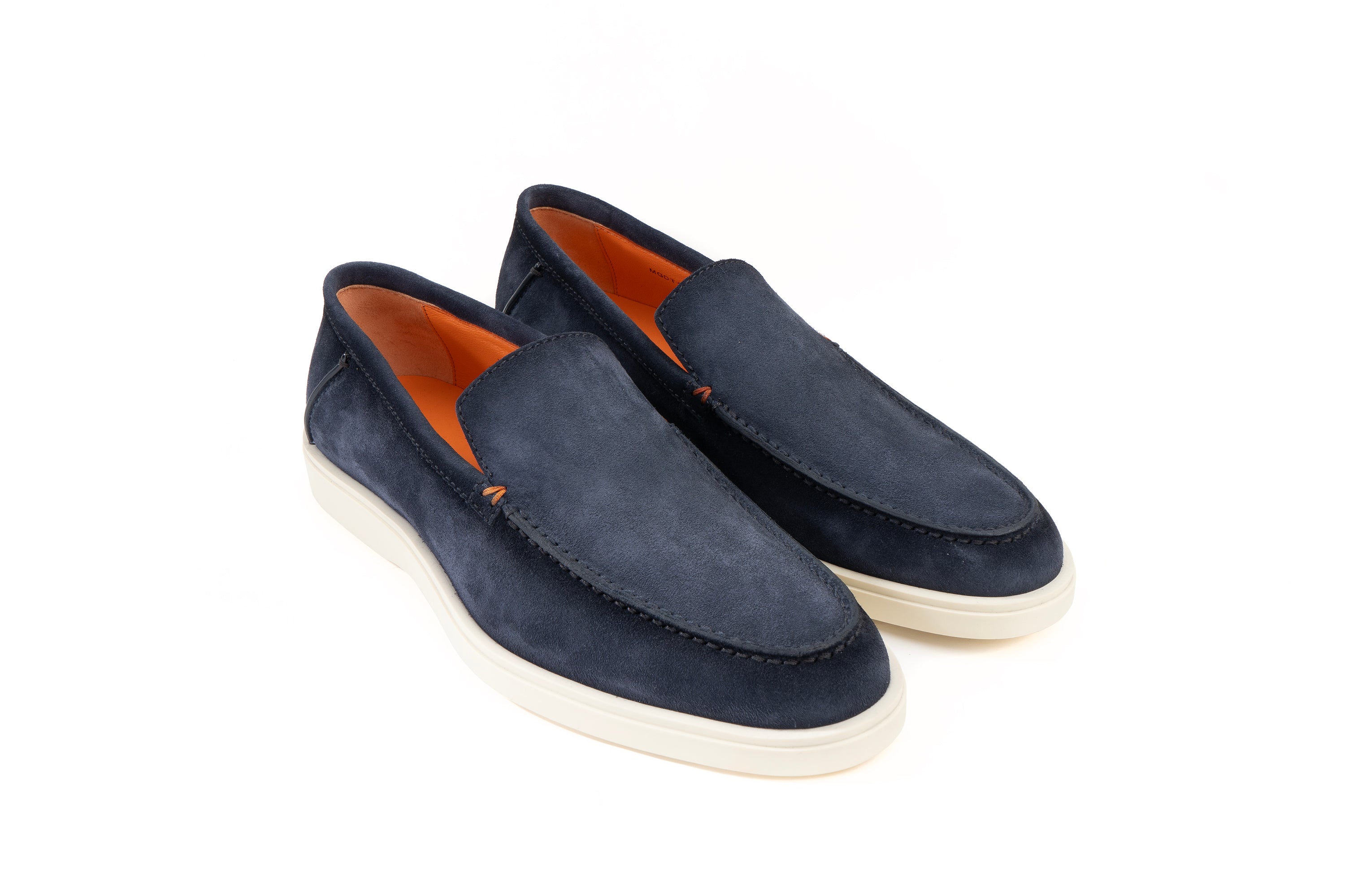 SANTONI NAVY SUEDE LOAFER