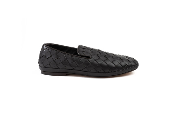 HENDERSON BLACK WOVEN LOAFERS IN DARK BROWN COLOUR
