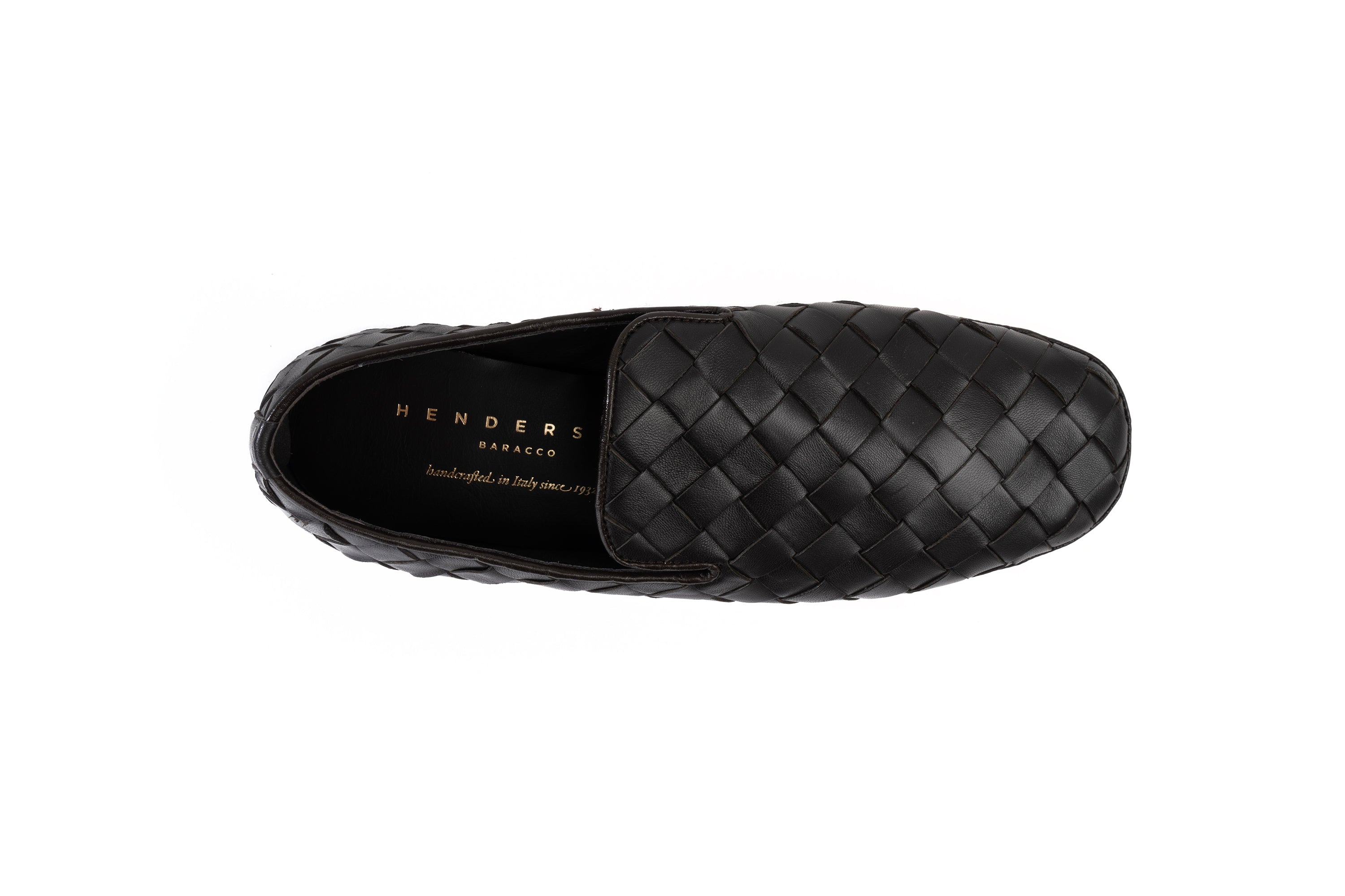 HENDERSON BLACK WOVEN LOAFERS IN DARK BROWN COLOUR