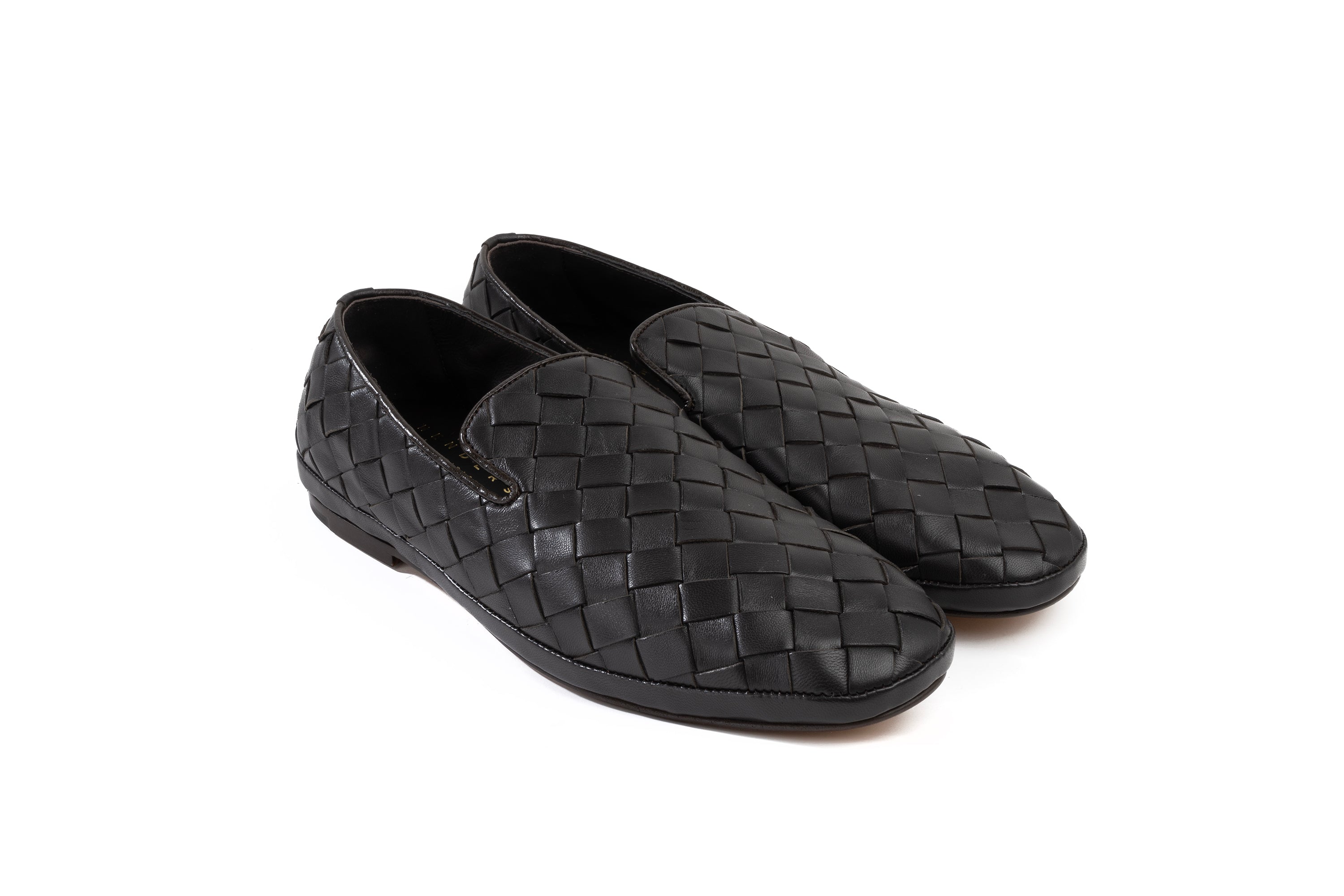 HENDERSON BLACK WOVEN LOAFERS IN DARK BROWN COLOUR