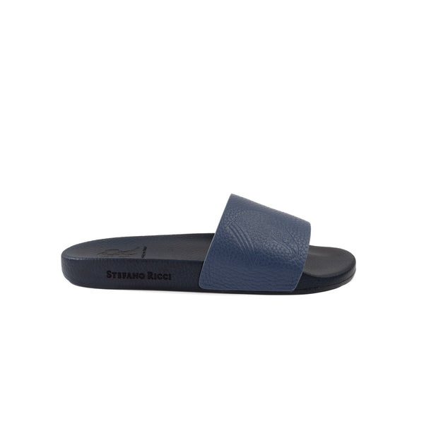 STEFANO RICCI LEATHER SLIPPERS BLUE COLOUR