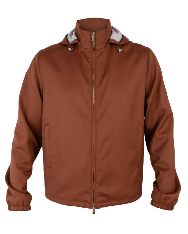 MANDELLI LIGHT WEIGHT WOOL JACKET IN TERRACOTTA COLOR