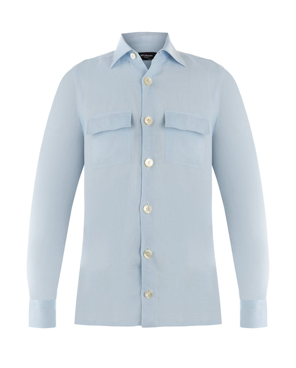 KITON LINEN SHIRT IN GREY COLOUR