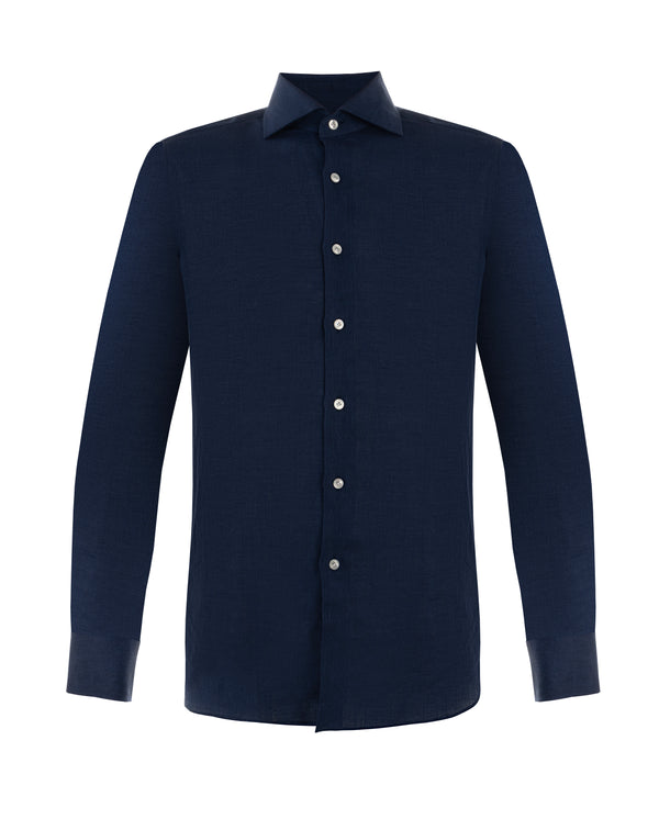ERRICO FORMICOLA LINEN SHIRT NAVY COLOUR