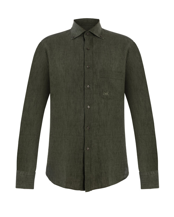 STEFANO RICCI LINEN SHIRT LIGHT GREY COLOUR