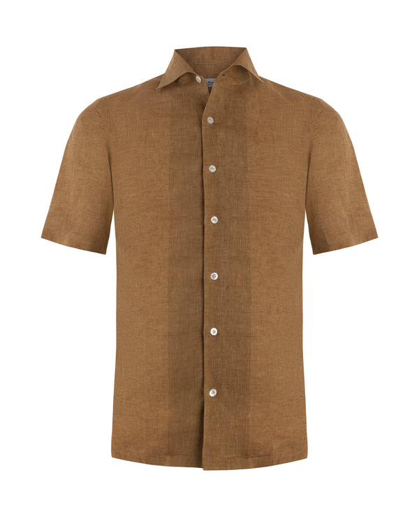 ERRICO FORMICOLA LINEN SHIRT CAMEL COLOUR