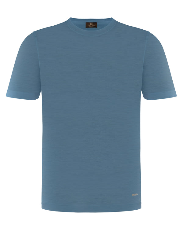 MANDELLI SILK T-SHIRT IN BLUE COLOUR