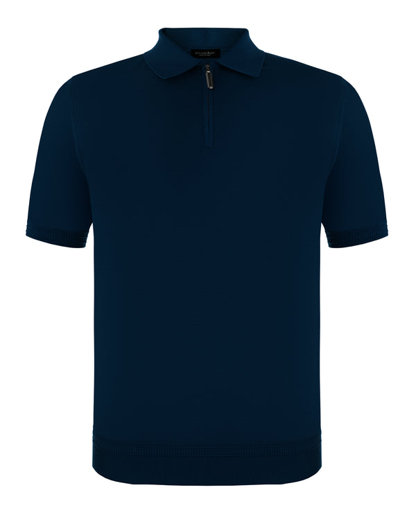 STEFANO RICCI SILK POLO IN NAVY COLOUR