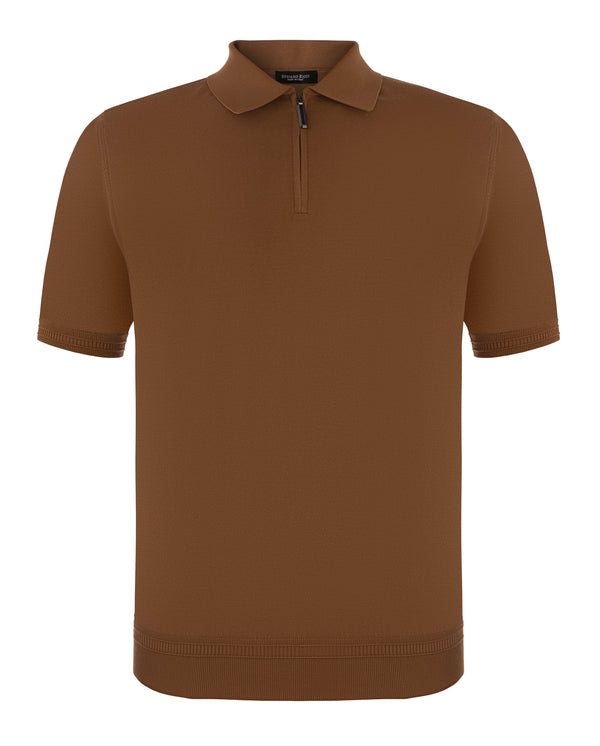 STEFANO RICCI SILK POLO IN BROWN COLOUR