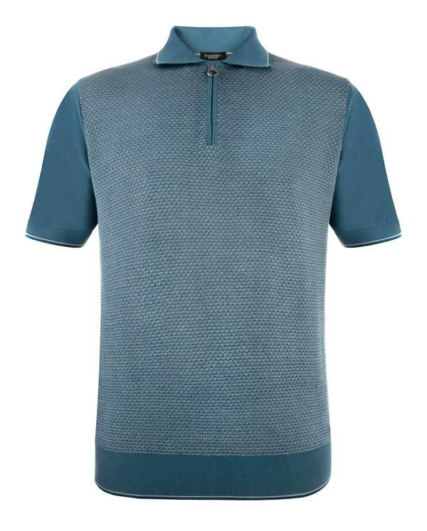 STEFANO RICCI COTTON POLO IN BLUE COLOUR