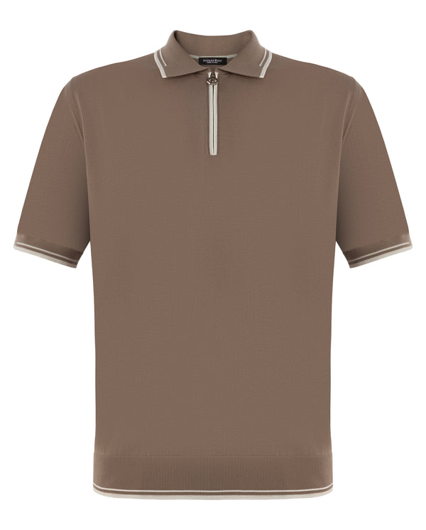 STEFANO RICCI COTTON POLO IN BEIGE COLOUR