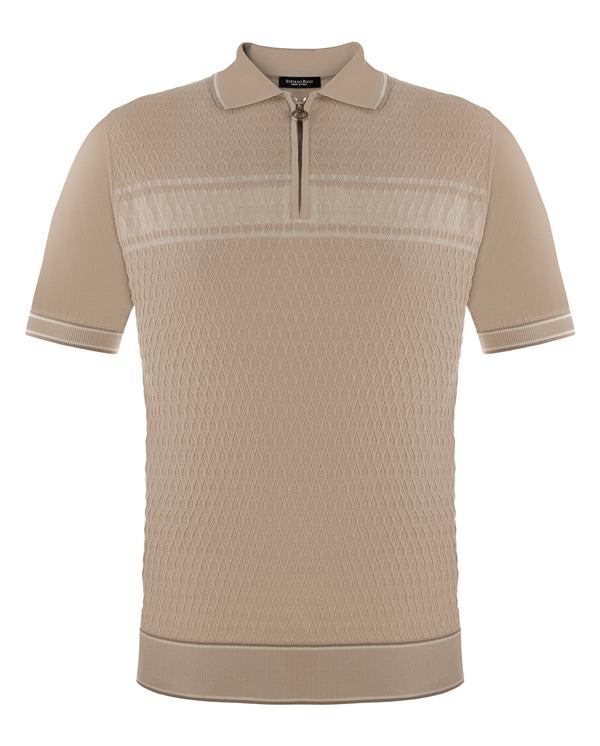 STEFANO RICCI COTTON POLO IN LIGHT BEIGE COLOUR