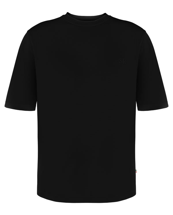 STEFANO RICCI COTTON T-SHIRT IN BLACK COLOUR