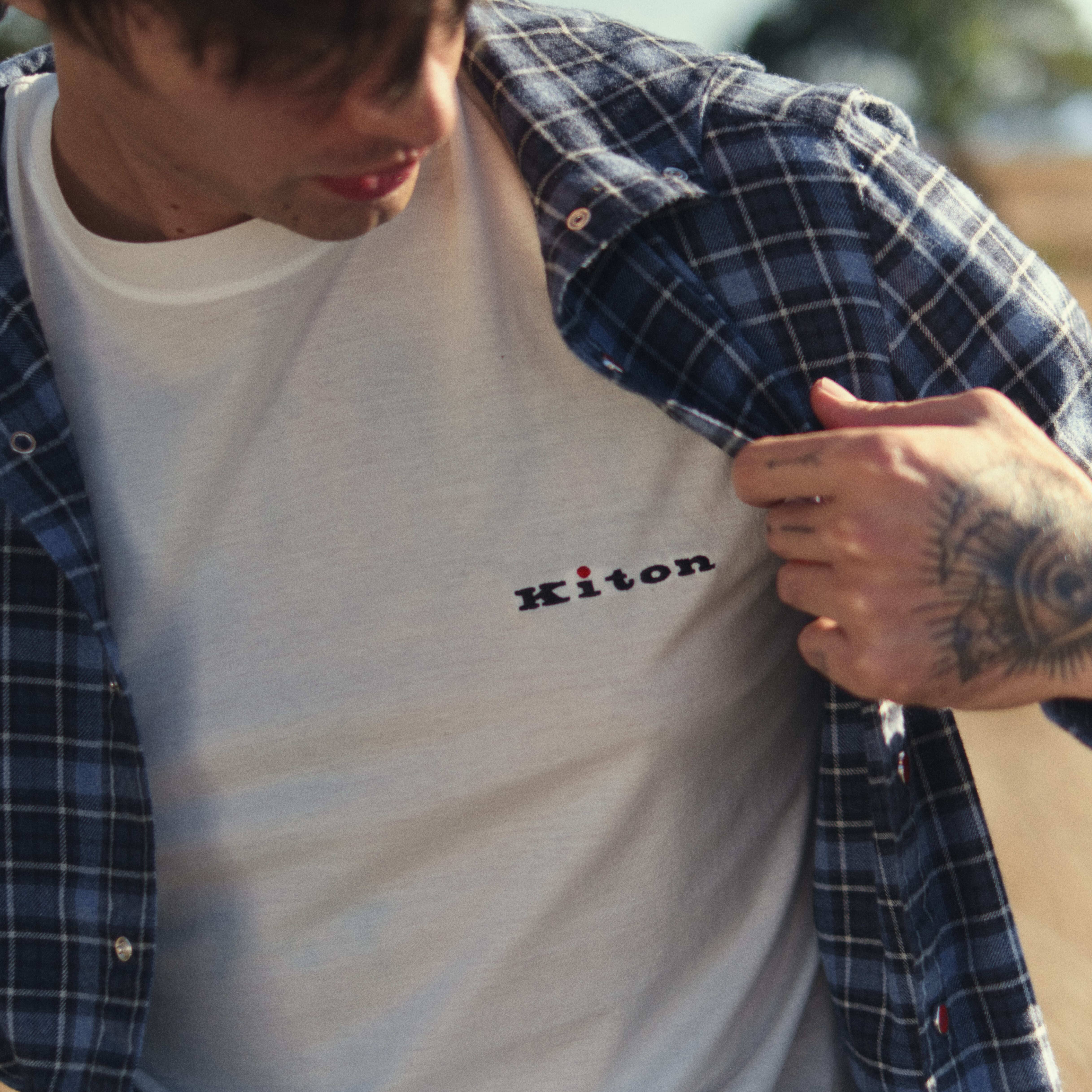 KITON COTTON T-SHIRT WITH LOGO WHITE COLOUR