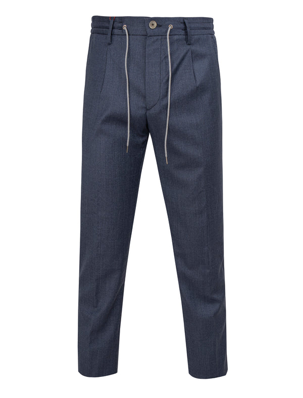 LUCIANO BARBERA WOOL TROUSER IN BLUE