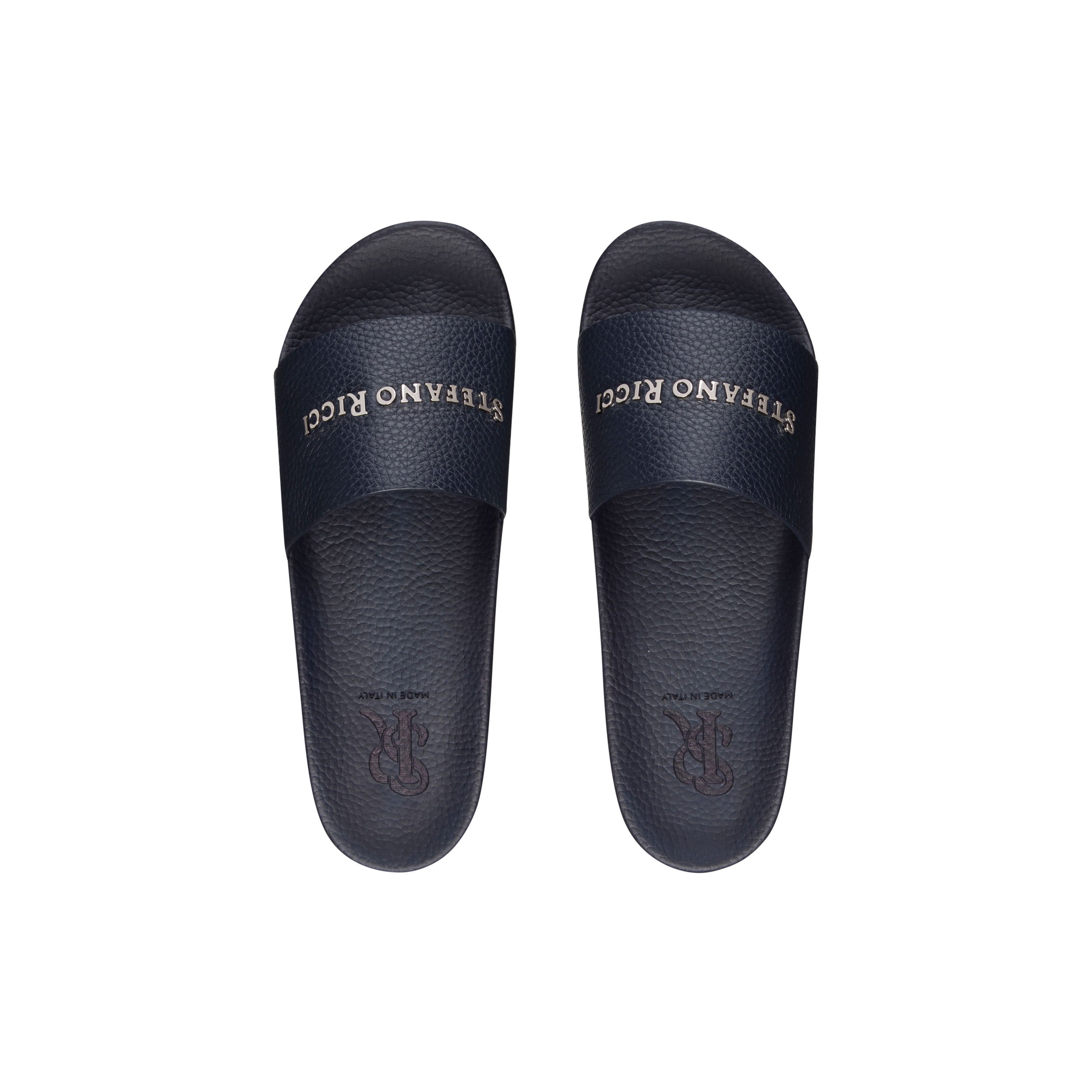 STEFANO RICCI LEATHER SLIPPERS BLUE COLOUR