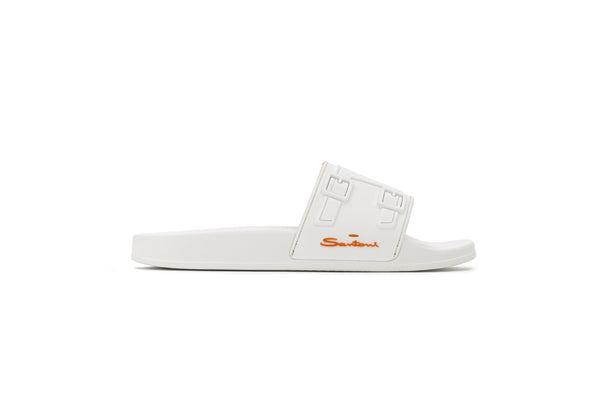 SANTONI WHITE RUBBER SLIPPERS