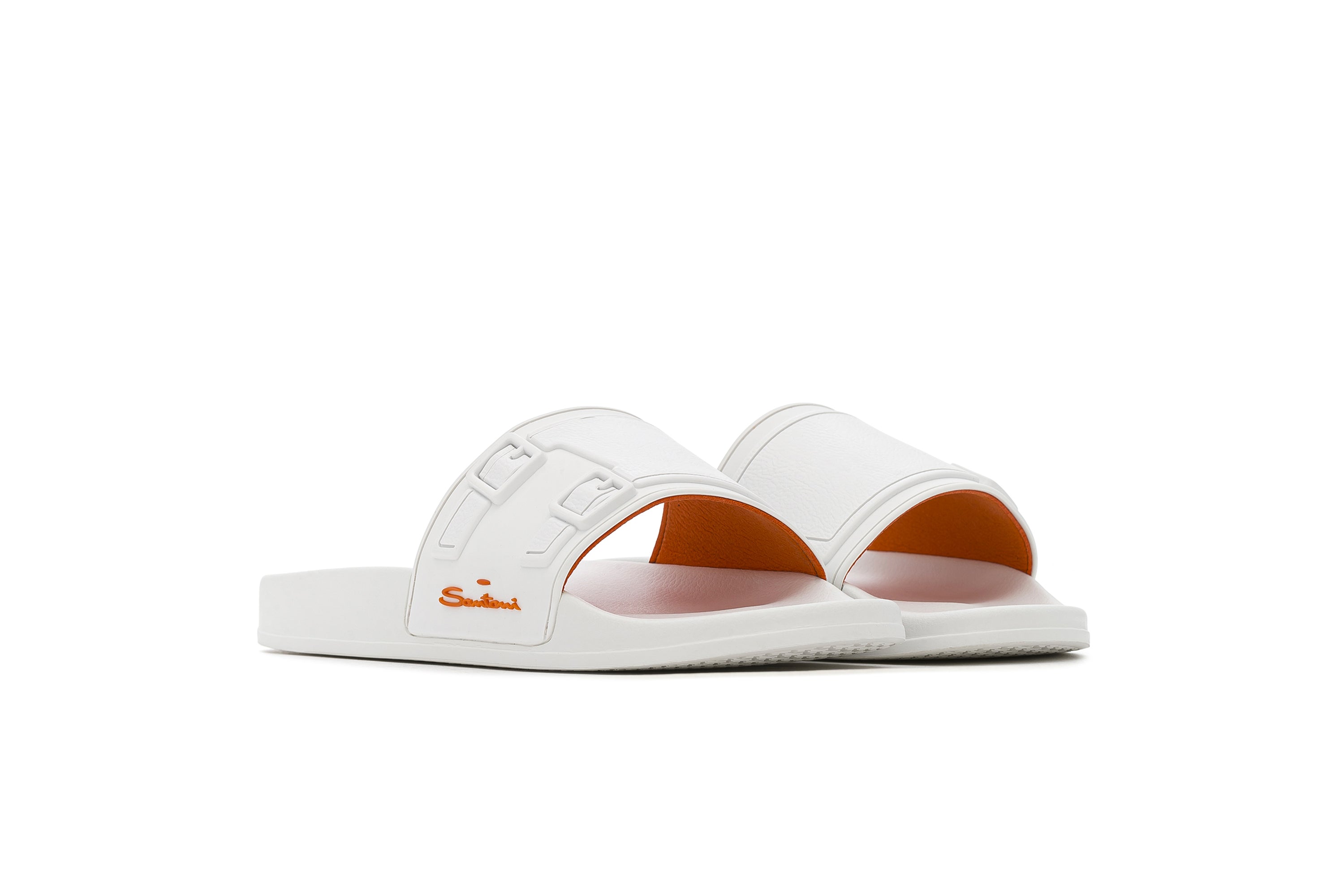 SANTONI WHITE RUBBER SLIPPERS