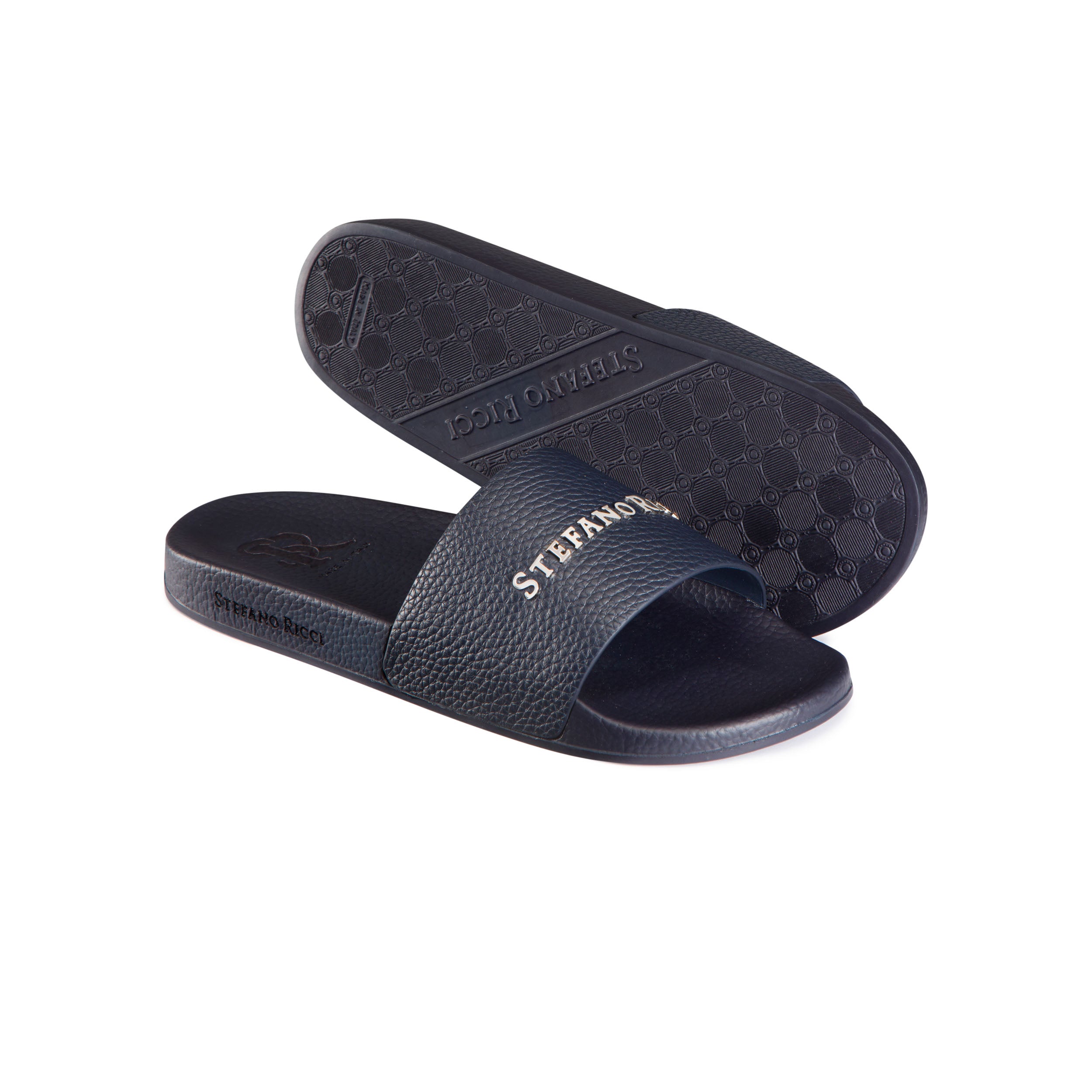 STEFANO RICCI LEATHER SLIPPERS BLUE COLOUR