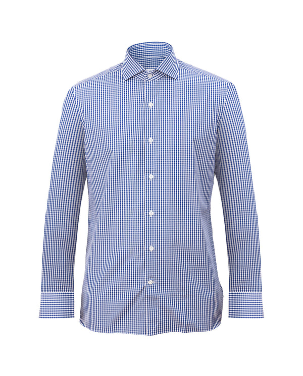 ERRICO FORMICOLA BLUE CHECK COTTON SHIRT