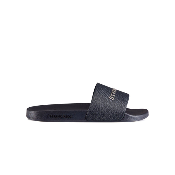 STEFANO RICCI LEATHER SLIPPERS BLUE COLOUR