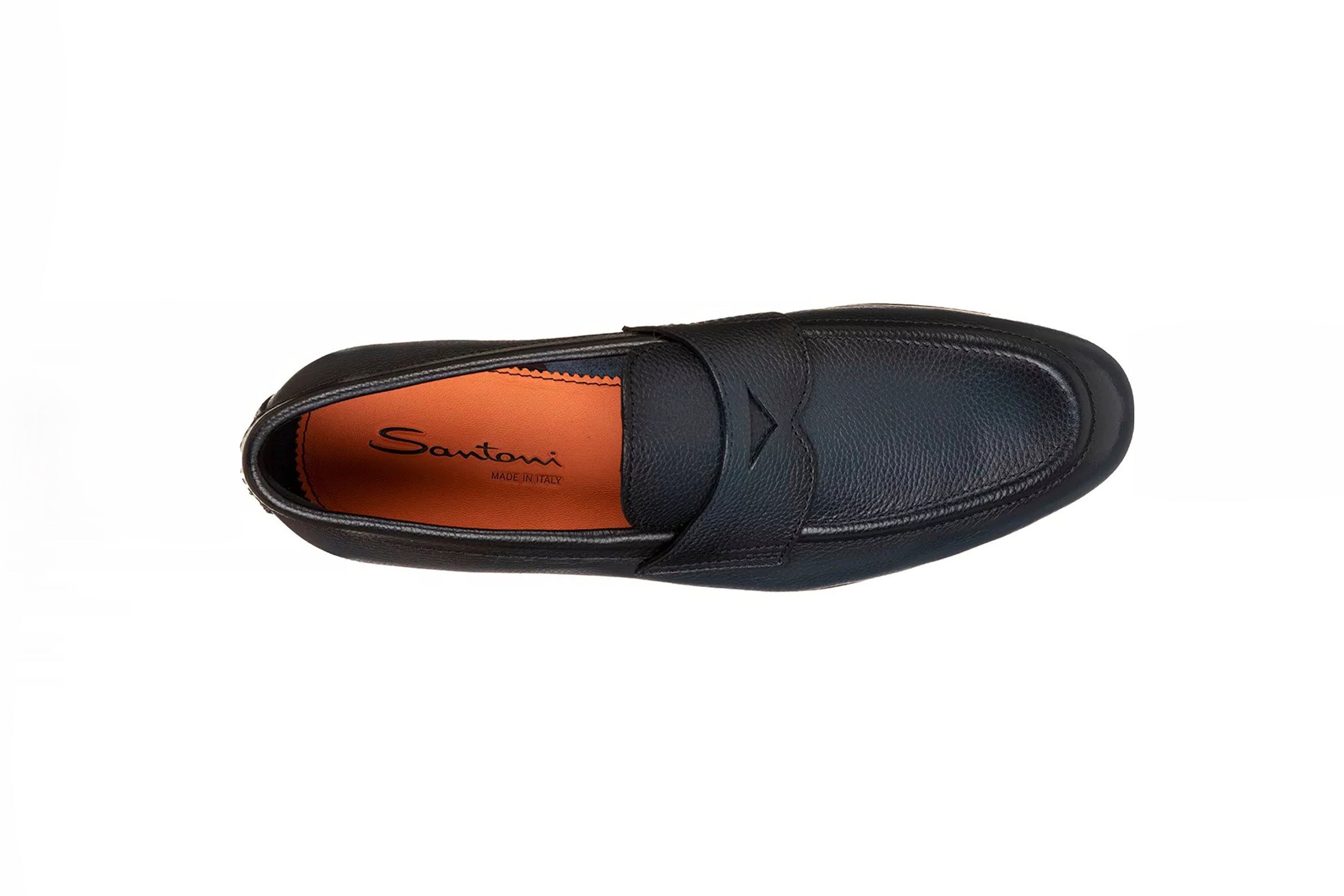 SANTONI LEATHER BLUE PENNY LOAFER