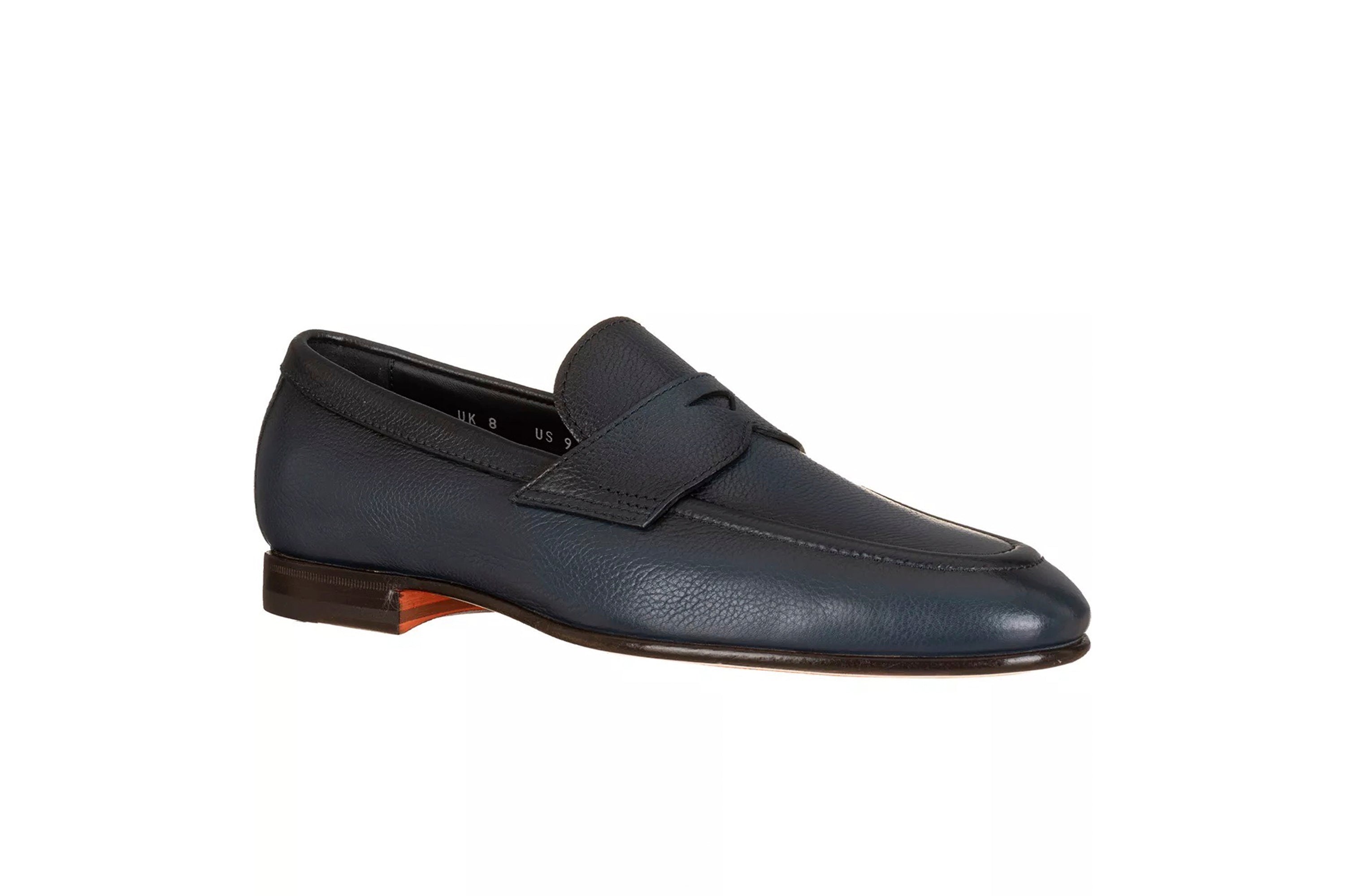 SANTONI LEATHER BLUE PENNY LOAFER