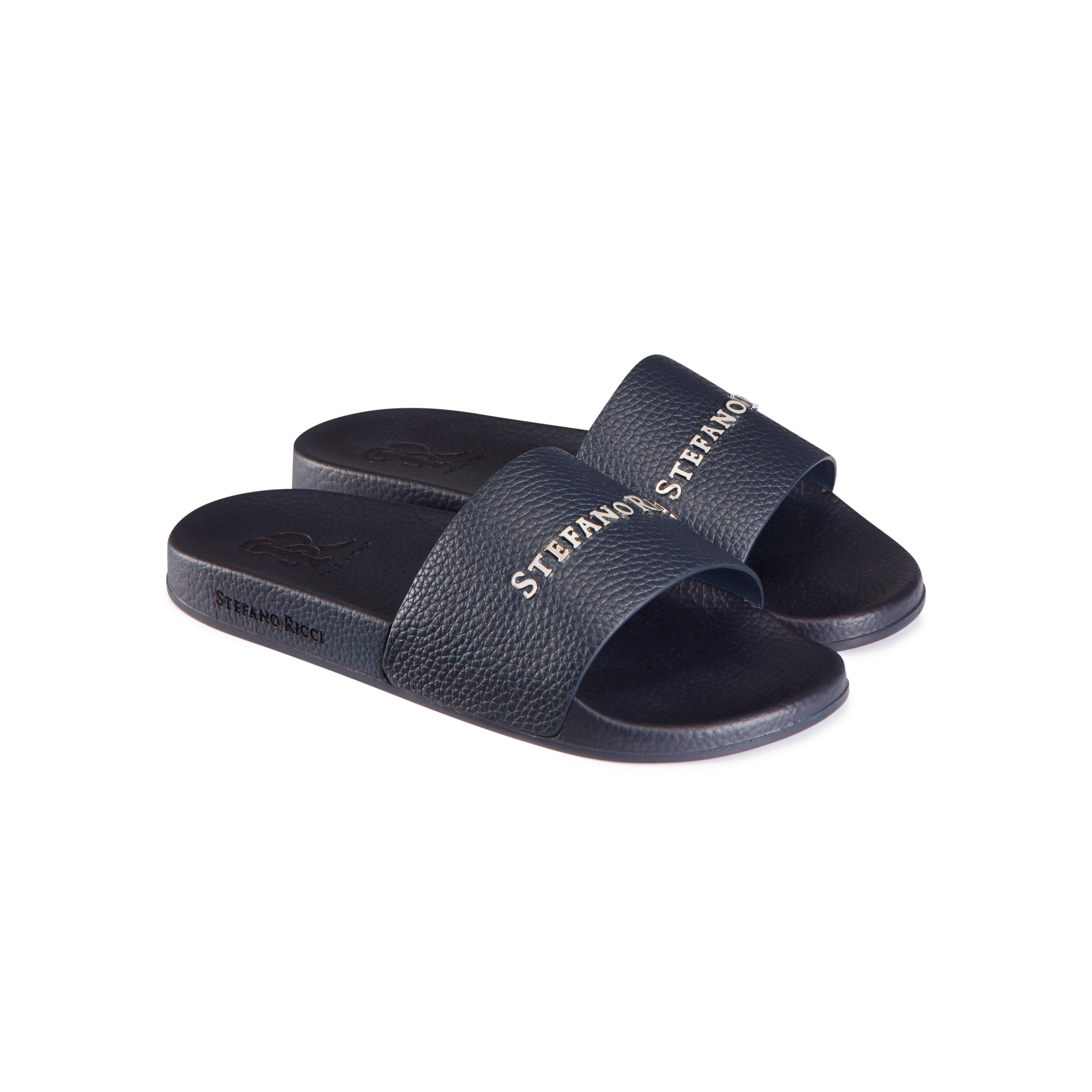 STEFANO RICCI LEATHER SLIPPERS BLUE COLOUR